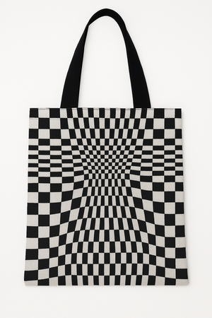 Pasha (Checkerboard) Car Upholstery Tote Bag for Automotive Enthusiast - Black-White