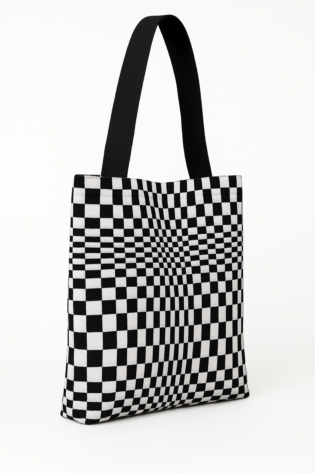 Pasha (Checkerboard) Car Upholstery Tote Bag for Automotive Enthusiast - Black-White