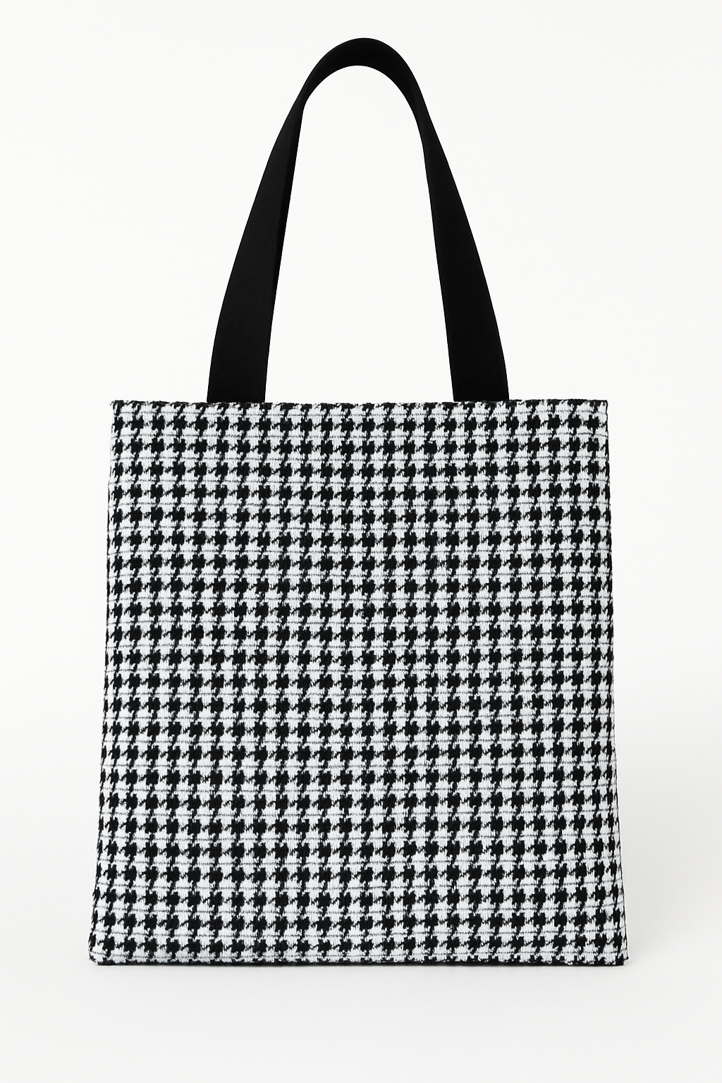 Pepita (Houndstooth) Car Upholstery Tote Bag for Automotive Enthusiast - Black-White