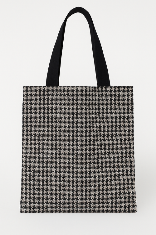 Pepita (Houndstooth) Car Upholstery Tote Bag for Automotive Enthusiast - Chocolate Brown-White