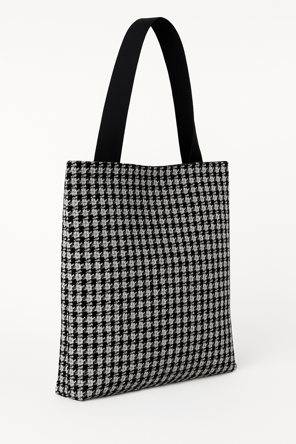 Pepita (Houndstooth) Car Upholstery Tote Bag for Automotive Enthusiast - Black-White
